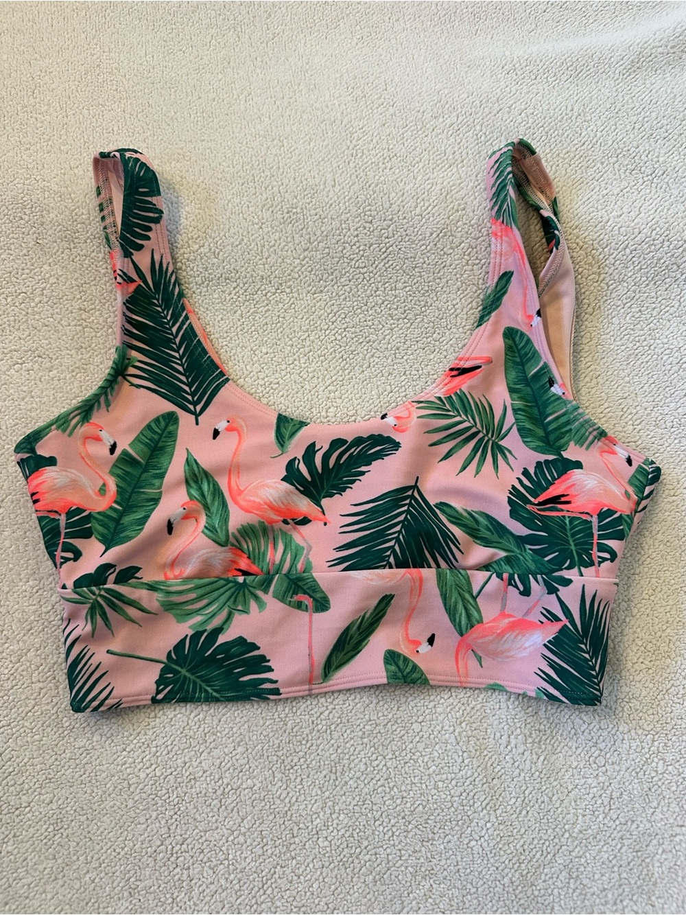 Old Navy Pink Flamingo Tropical Longline Bikini Top Size M